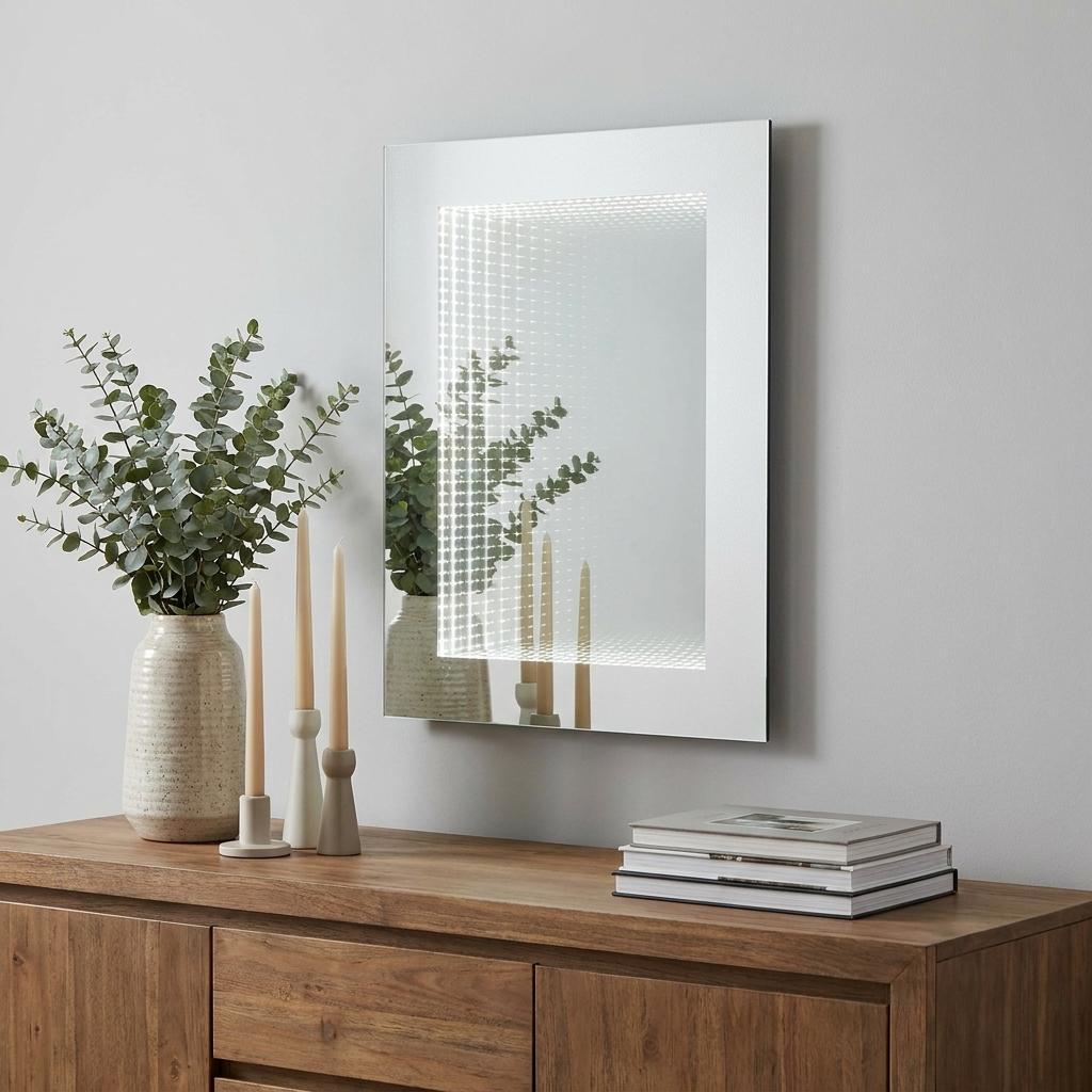 32" Silver Lighted Frame Accent Mirror - Bed & Bath