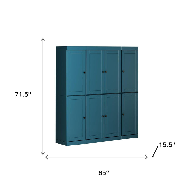 Teal blue pantry cabinet size: 65 in W x 71.5 in H x 15.5 in D