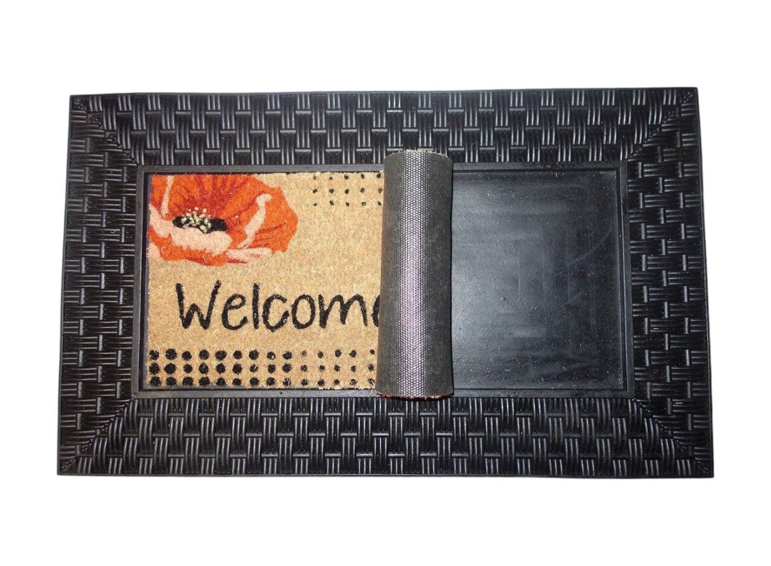 18" X 30" Brown And Red Christmas Holiday Merry Christmas Outdoor Rubber And Coir Door Mat With Insert - Home & Garden