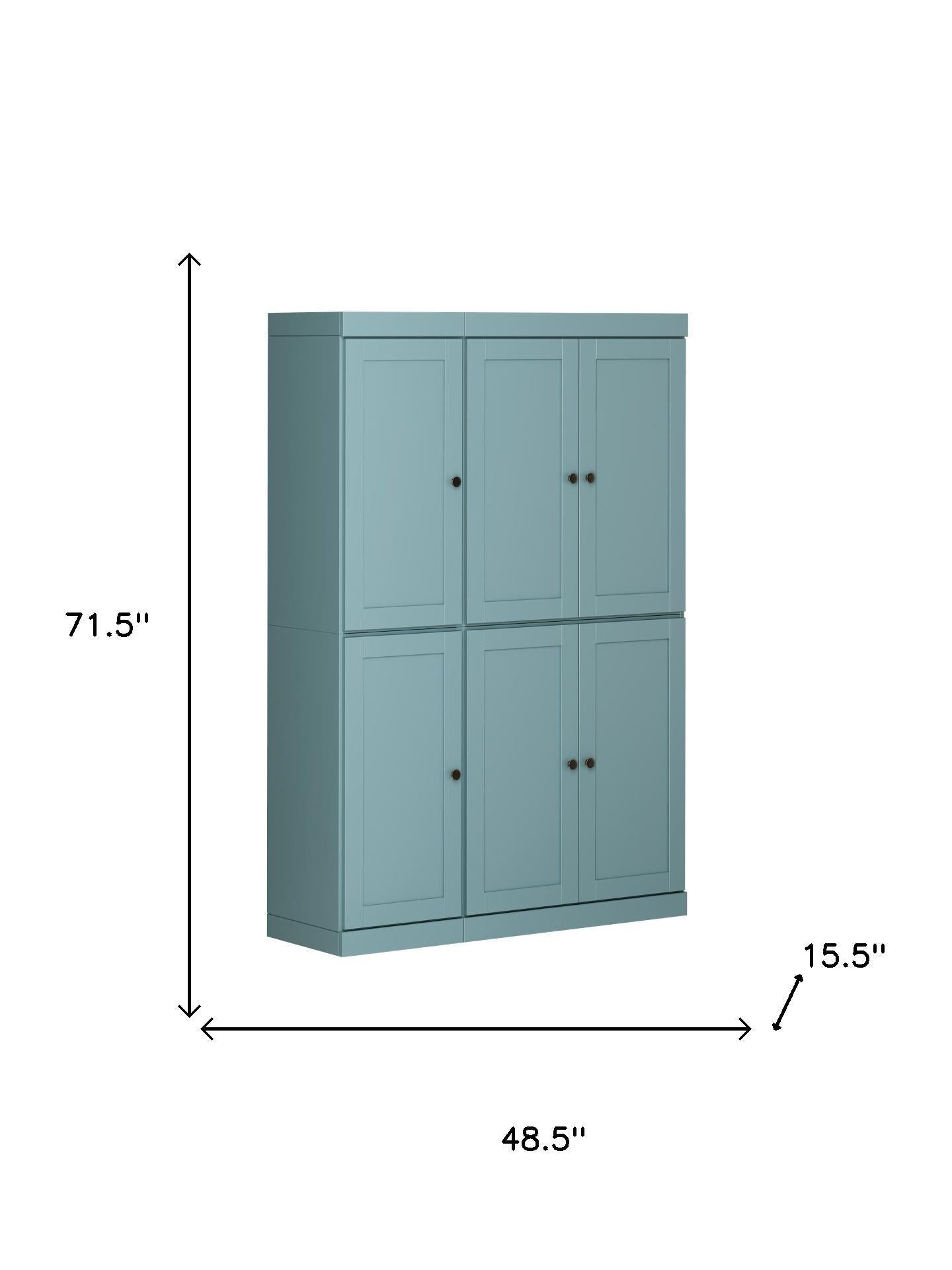72" Aqua Solid Wood 8 Pantry Or Storage Closet - Kitchen & Dining