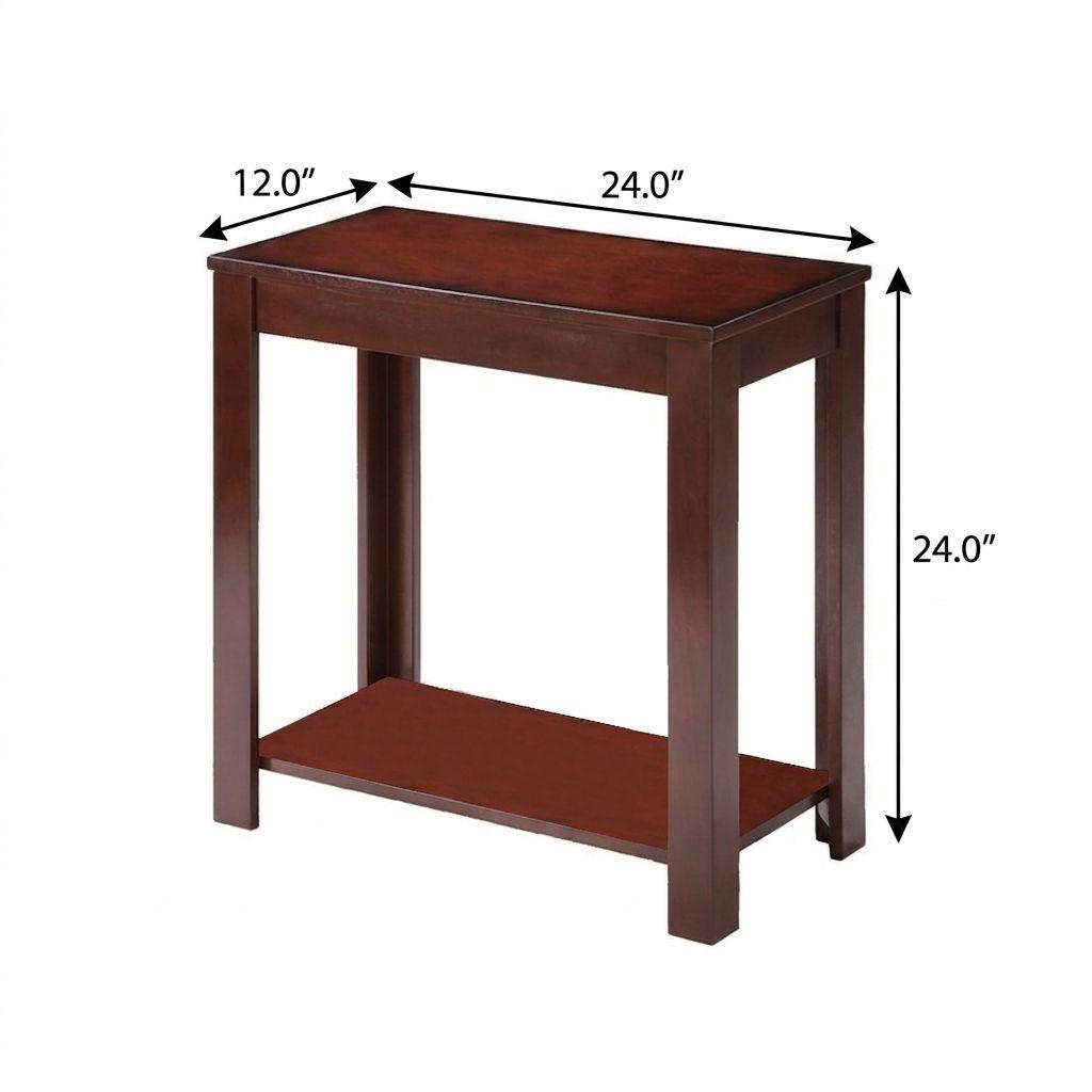 24" Brown End Table With Shelf - Living Room