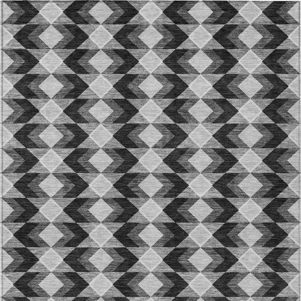 3' X 5' Black And Brown Geometric Washable Indoor Outdoor Area Rug - Sports & Outdoor