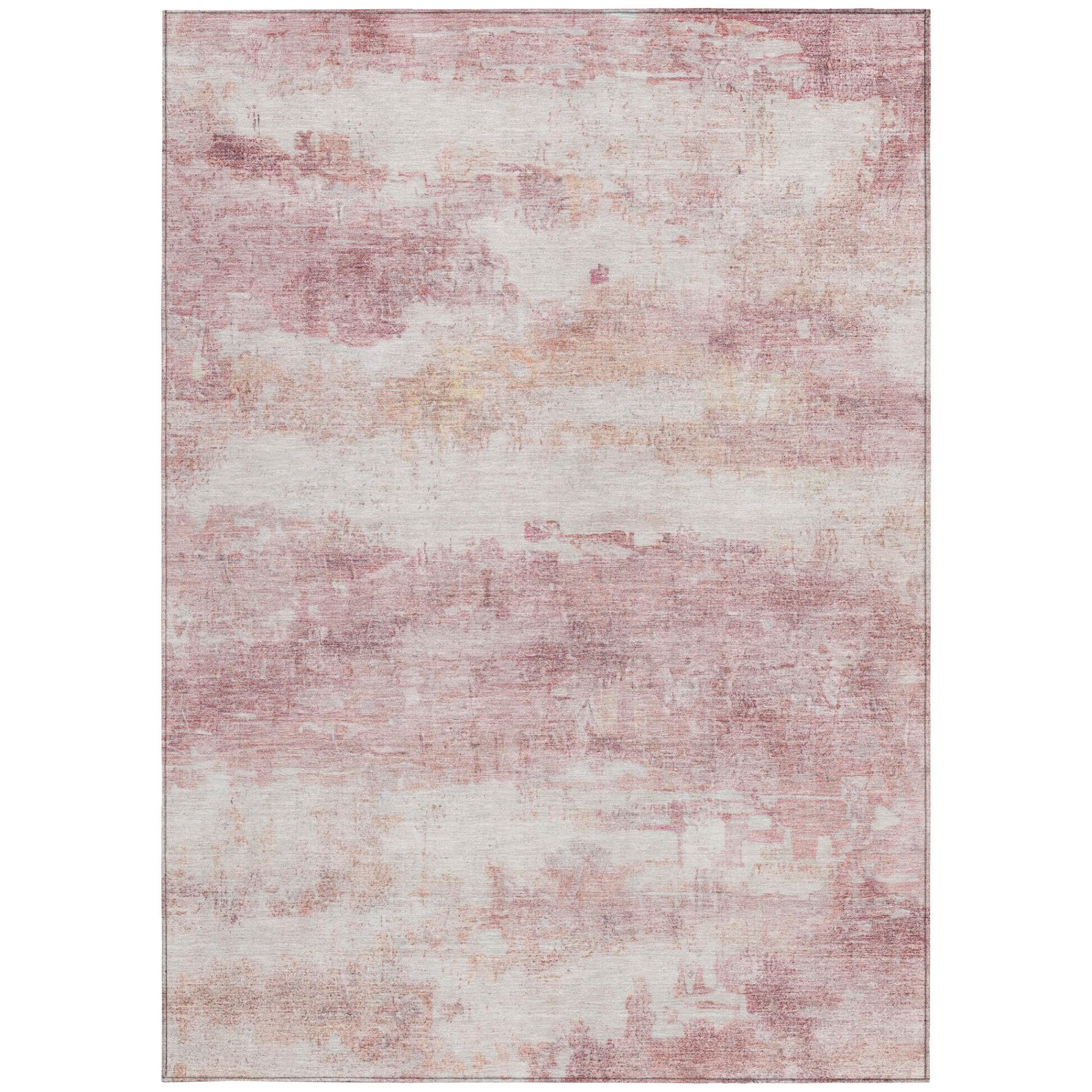 3' X 5' Pink And Tan Abstract Washable Indoor Outdoor Area Rug - Sports & Outdoor