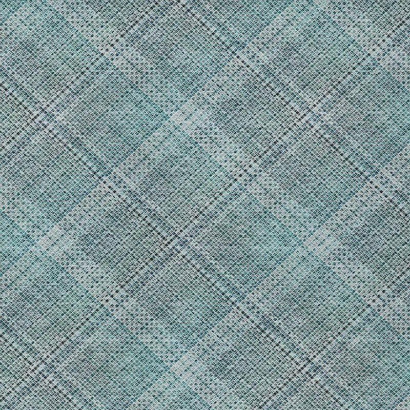 Teal blue and silver area rug close-up showing tight textured diamond weave