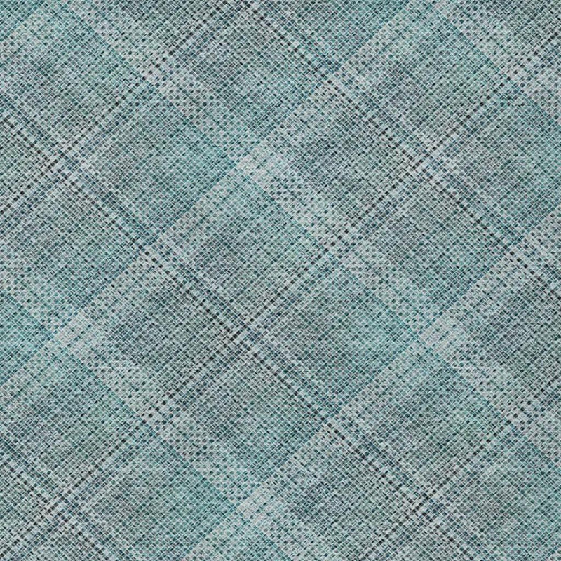 Teal blue and silver area rug texture with small woven diamond speckle pattern