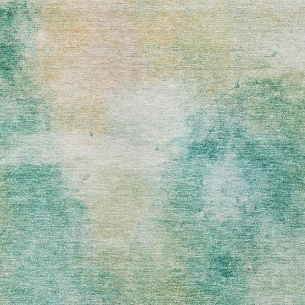 8' X 10' Aqua And Teal Blue Abstract Washable Indoor Outdoor Area Rug - Sports & Outdoor