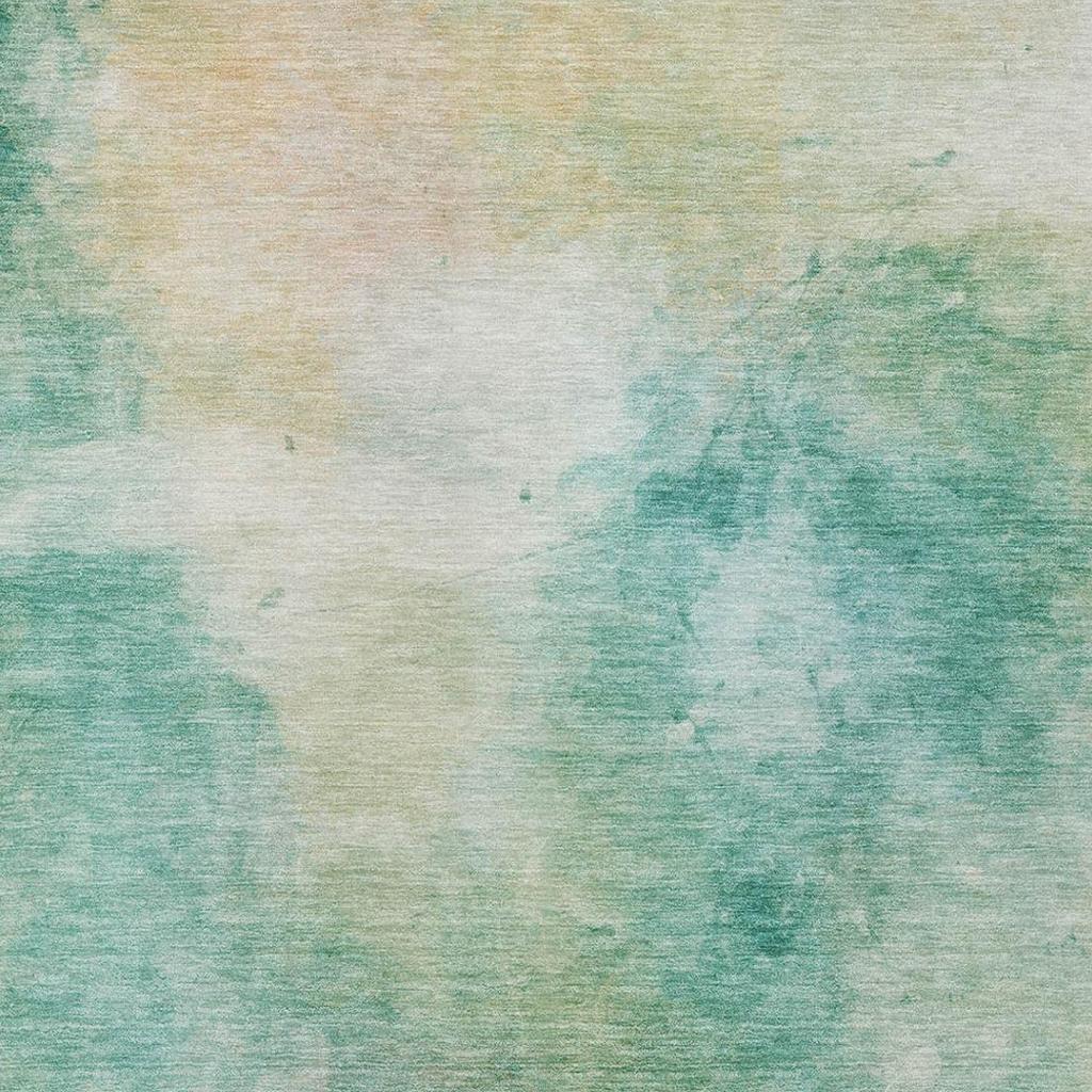 8' X 10' Aqua And Teal Blue Abstract Washable Indoor Outdoor Area Rug - Sports & Outdoor