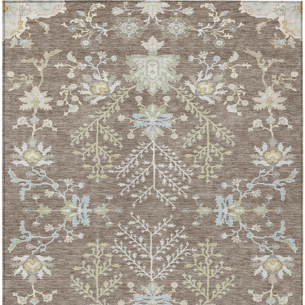 10' X 14' Taupe And Ivory Oriental Washable Indoor Outdoor Area Rug - Sports & Outdoor