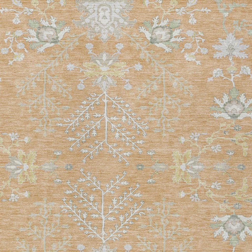 10' X 14' Peach And Ivory Oriental Washable Indoor Outdoor Area Rug - Sports & Outdoor