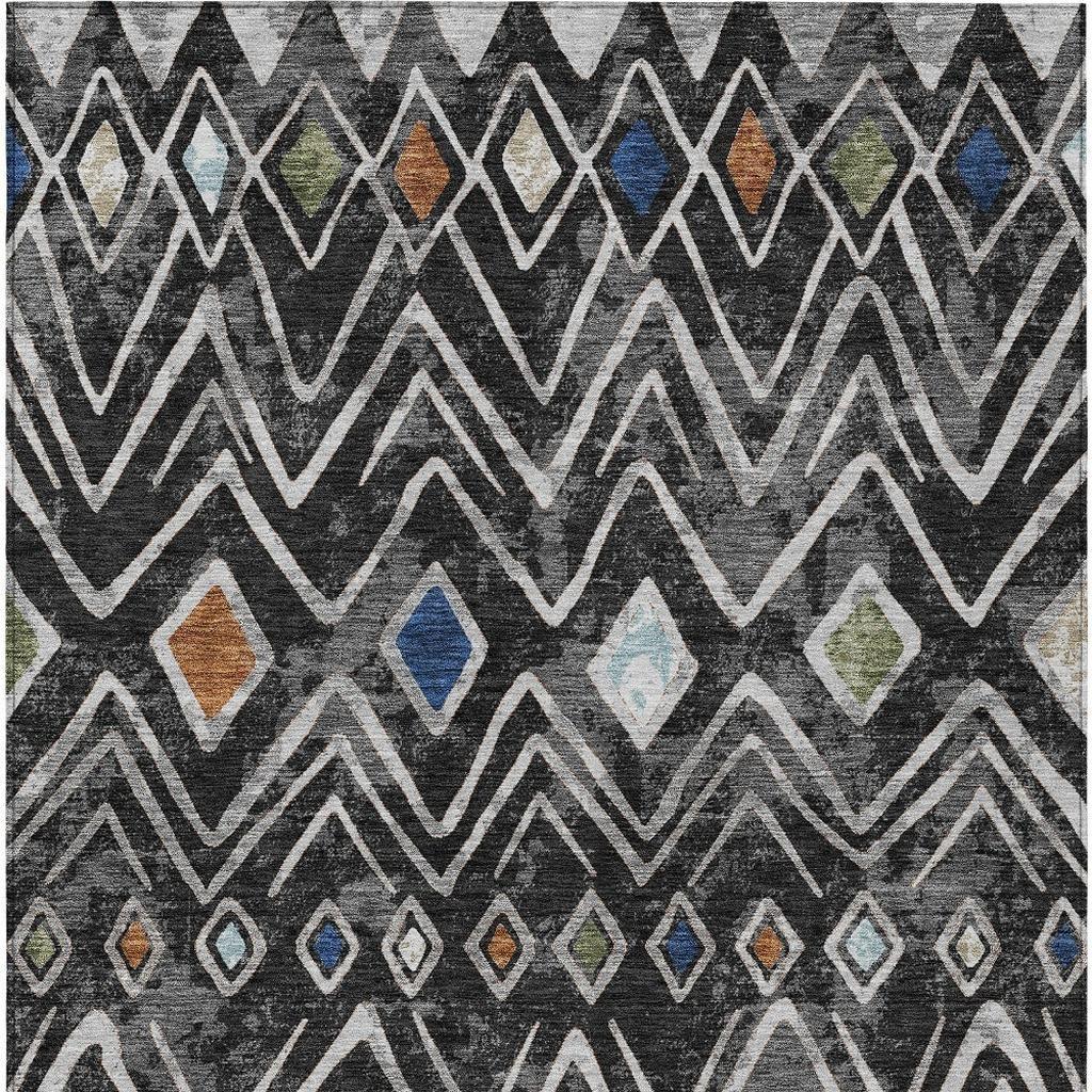 3' X 5' Black And Brown Geometric Washable Indoor Outdoor Area Rug - Sports & Outdoor