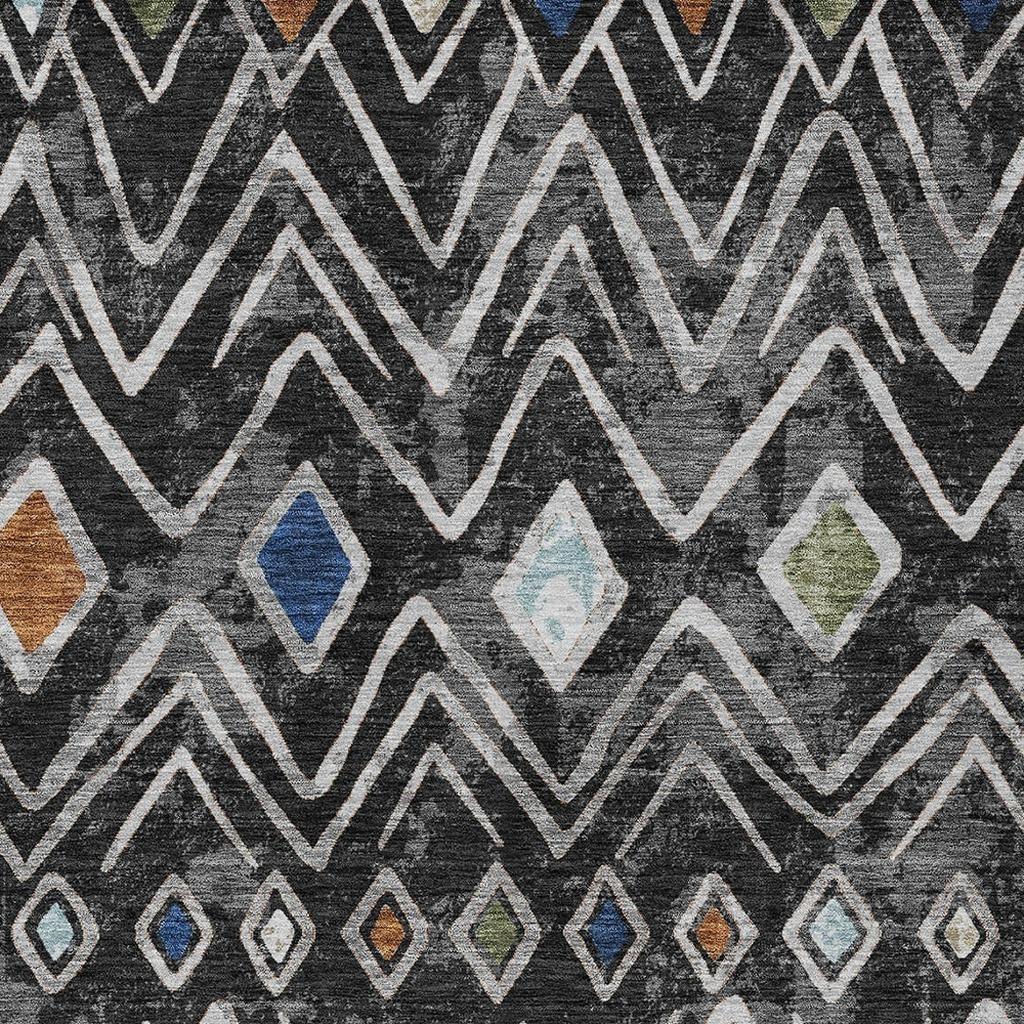 3' X 5' Black And Brown Geometric Washable Indoor Outdoor Area Rug - Sports & Outdoor