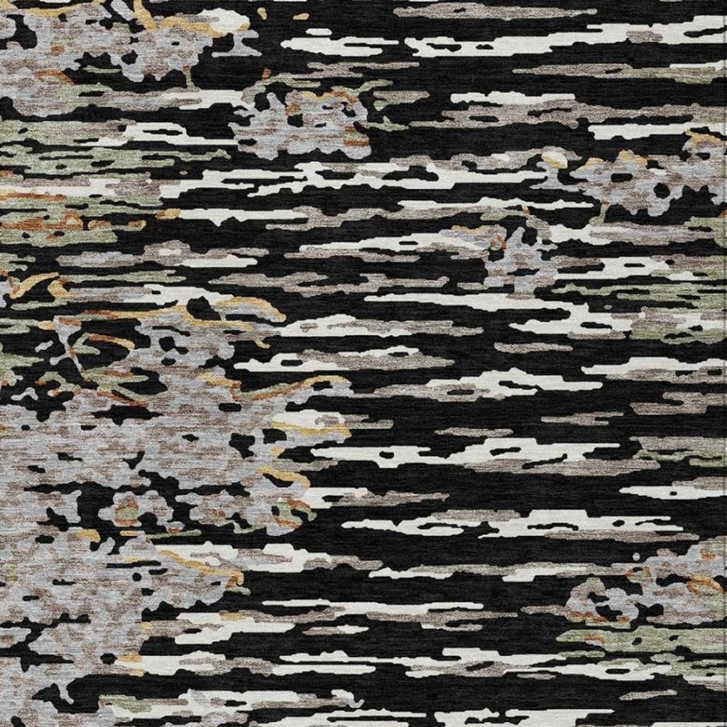 Abstract rug surface with horizontal stripes in charcoal and pale gray