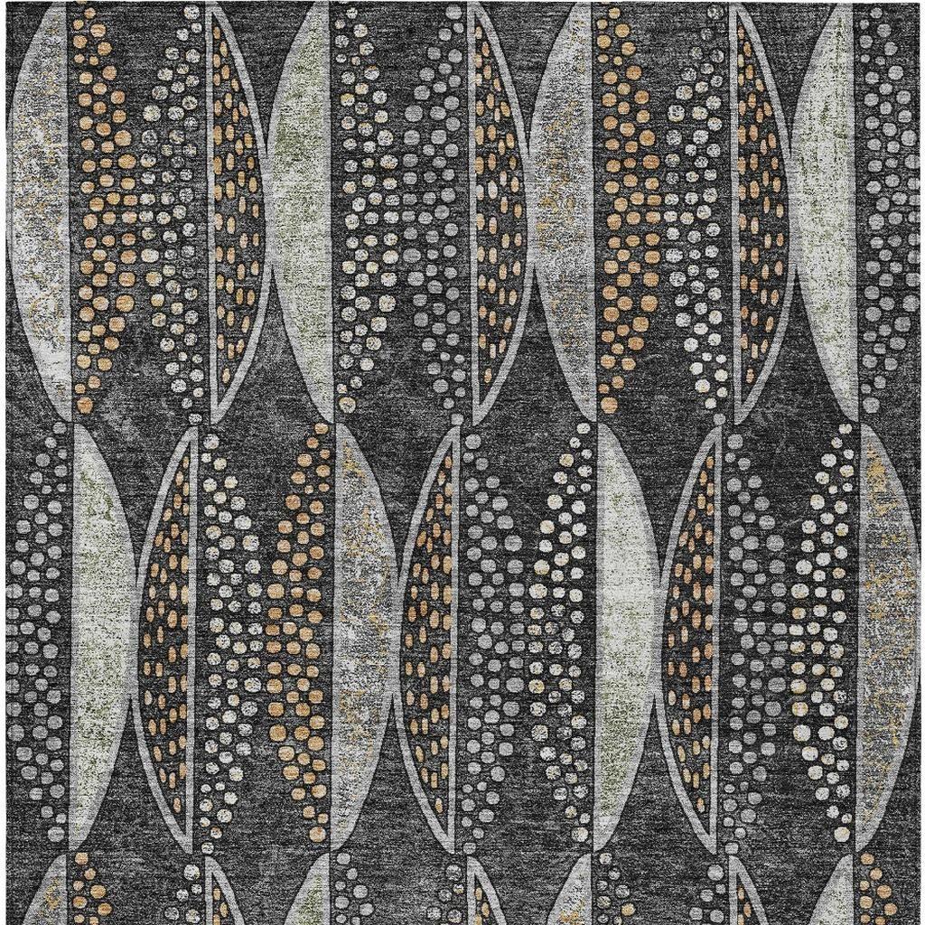 3' X 5' Black And Green Geometric Washable Indoor Outdoor Area Rug - Sports & Outdoor