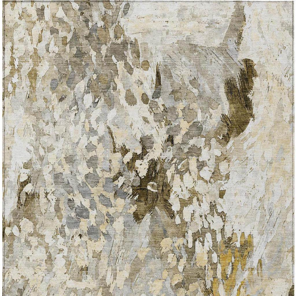 3' X 5' Brown And Silver Abstract Washable Indoor Outdoor Area Rug - Sports & Outdoor