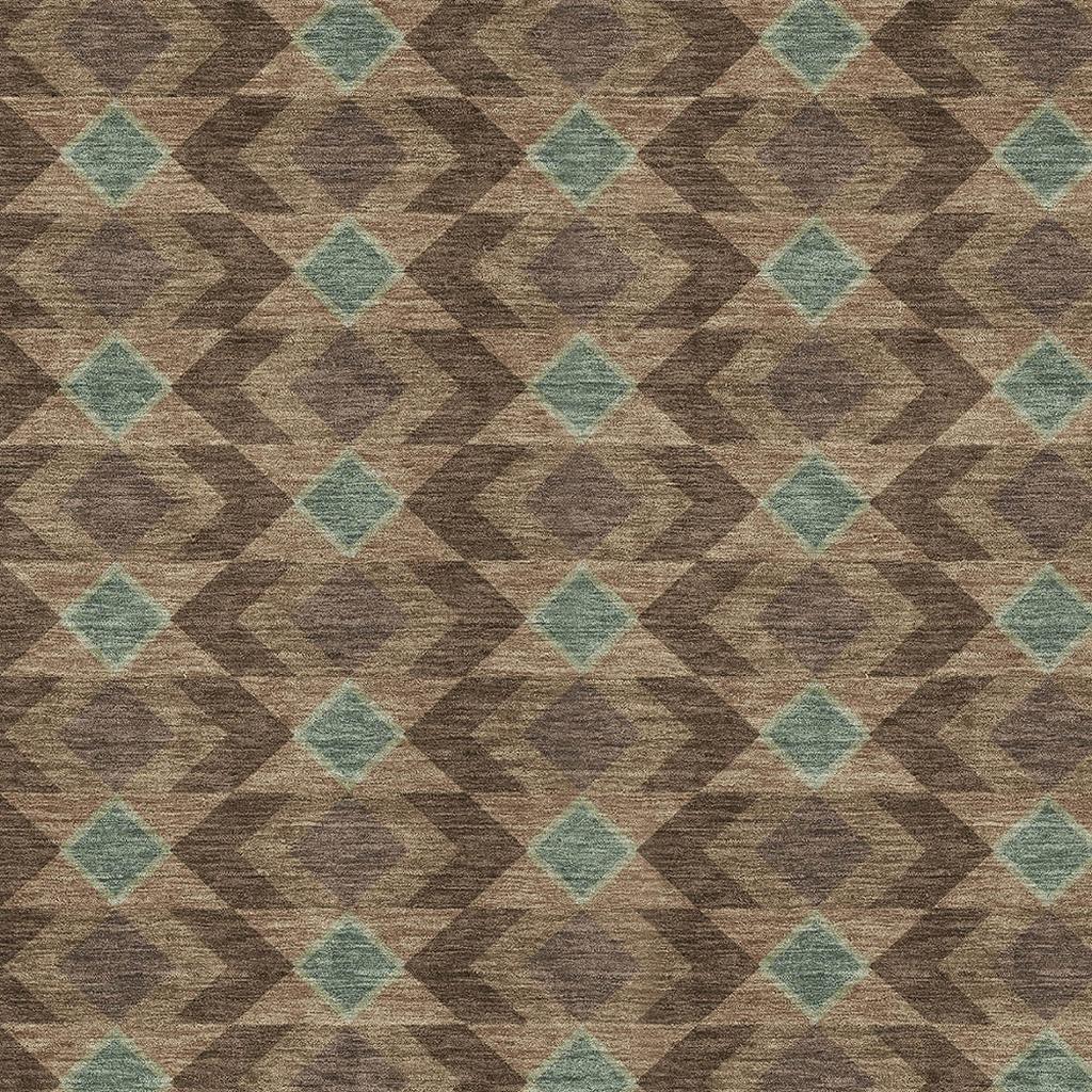 3' X 5' Chocolate And Navy Blue Geometric Washable Indoor Outdoor Area Rug - Sports & Outdoor
