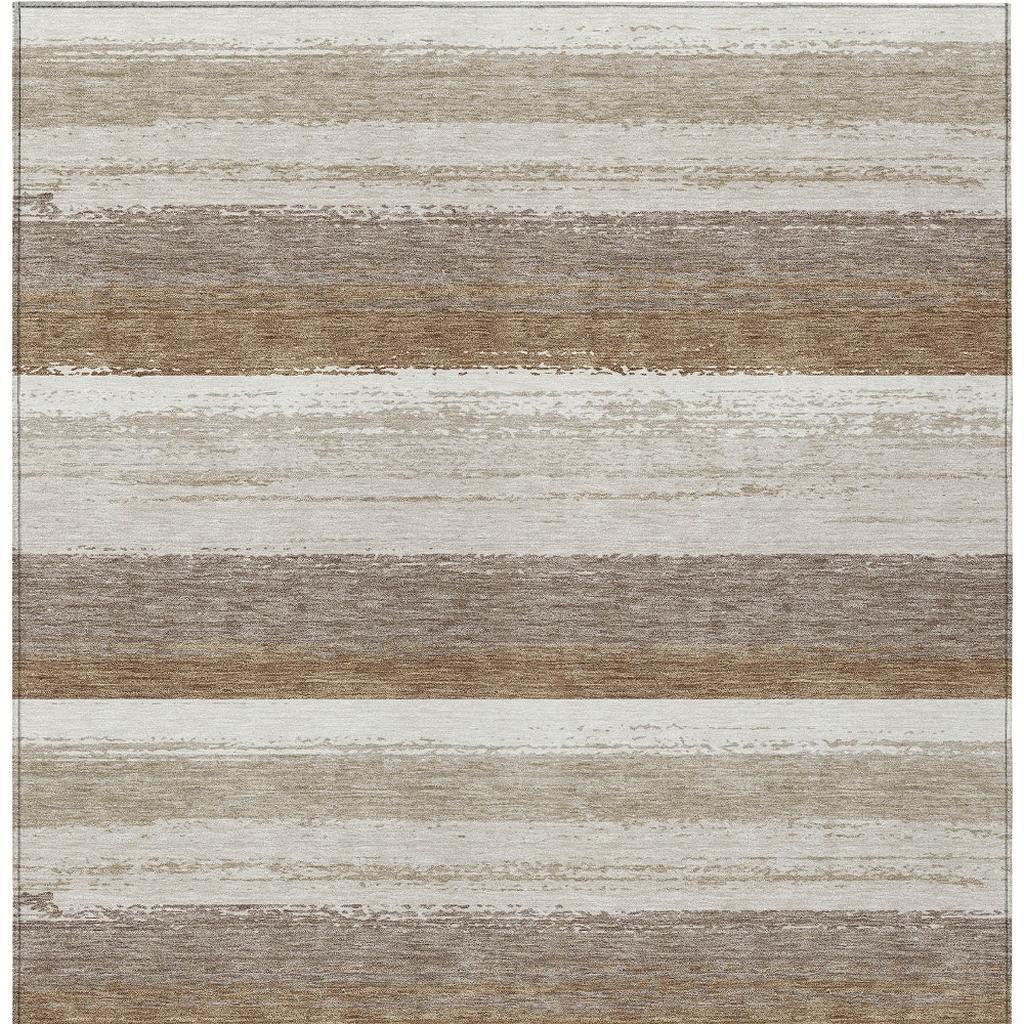 10' X 14' Beige And Graphite Striped Washable Indoor Outdoor Area Rug - Sports & Outdoor
