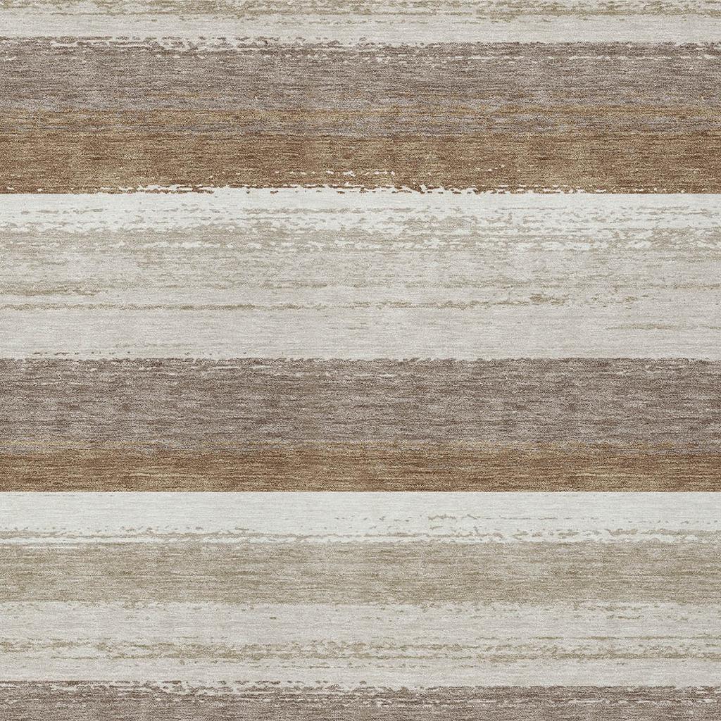 10' X 14' Beige And Graphite Striped Washable Indoor Outdoor Area Rug - Sports & Outdoor