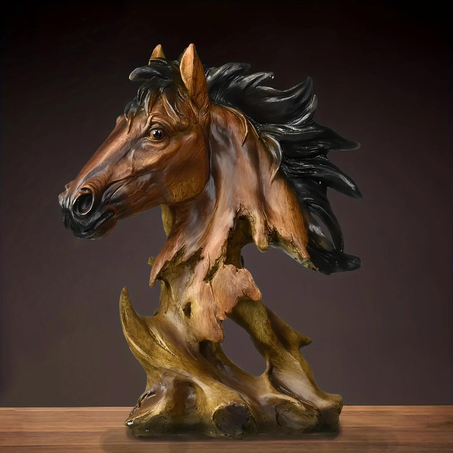 11" Antiqued Bronze And Black Polyresin Horse Tabletop Sculpture - Home & Garden