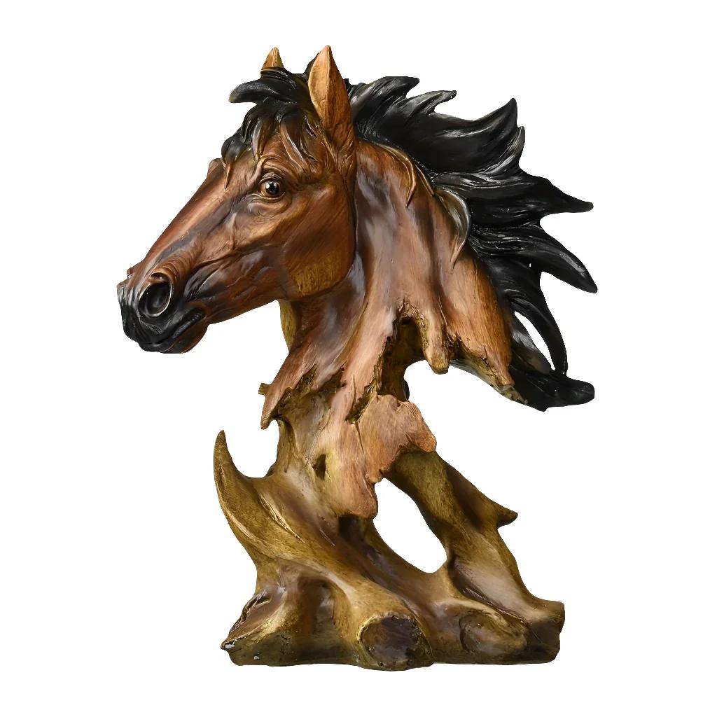 11" Antiqued Bronze And Black Polyresin Horse Tabletop Sculpture - Home & Garden