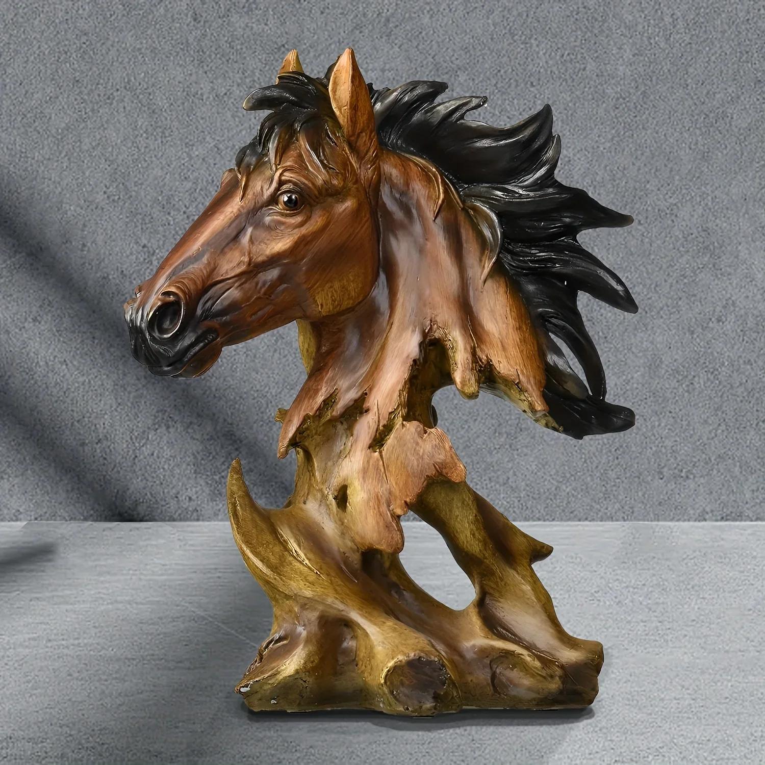 11" Antiqued Bronze And Black Polyresin Horse Tabletop Sculpture - Home & Garden