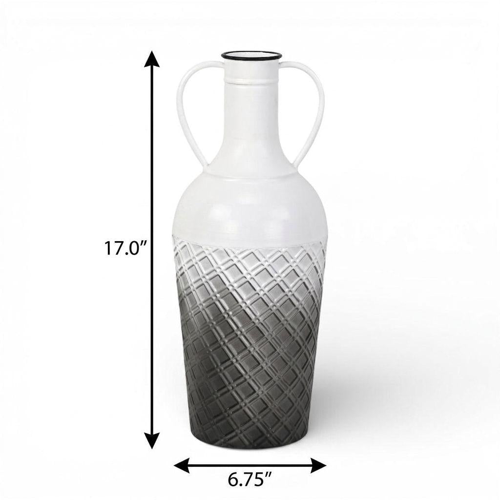 17" White And Gray Ombre Metal Cylinder Floor Vase - Home & Garden