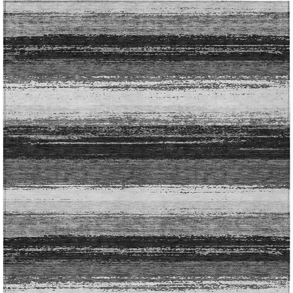3' X 5' Black And Khaki Striped Washable Indoor Outdoor Area Rug - Sports & Outdoor