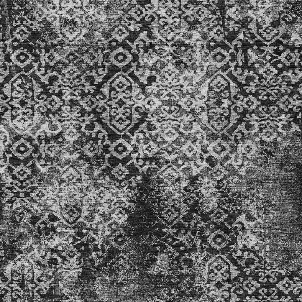 5' X 8' Black And Gray Oriental Washable Indoor Outdoor Area Rug - Sports & Outdoor