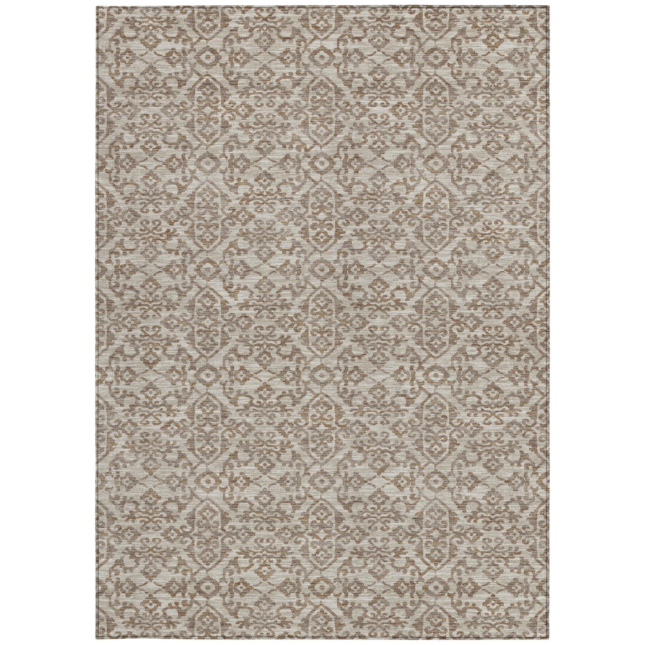 10' X 14' Beige And Taupe Oriental Washable Indoor Outdoor Area Rug - Sports & Outdoor