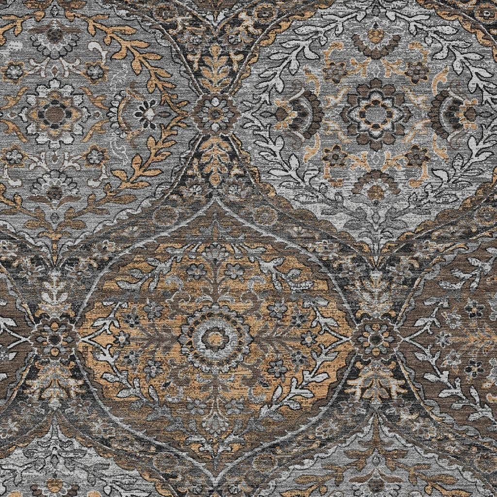 10' X 14' Gray And Brown Ogee Washable Indoor Outdoor Area Rug - Sports & Outdoor