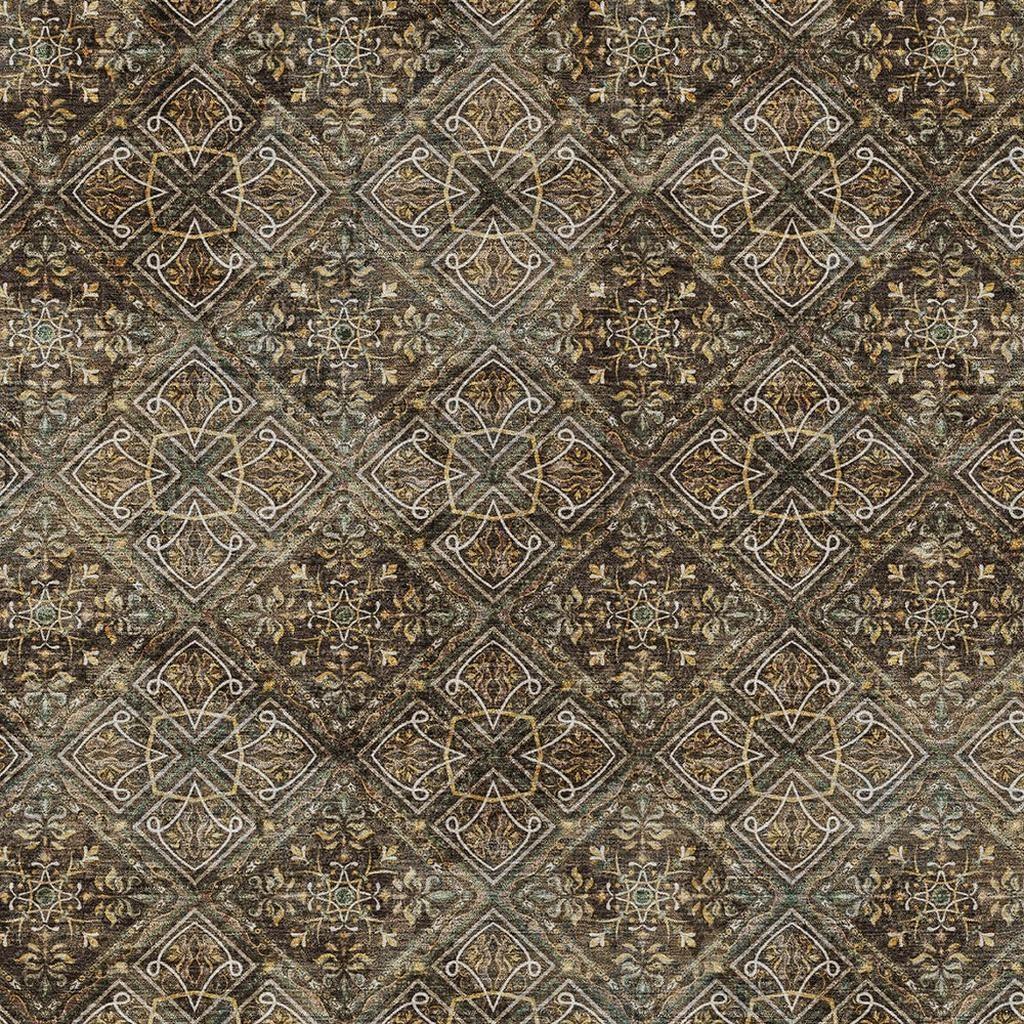 10' X 14' Chocolate And Gray Geometric Washable Indoor Outdoor Area Rug - Sports & Outdoor