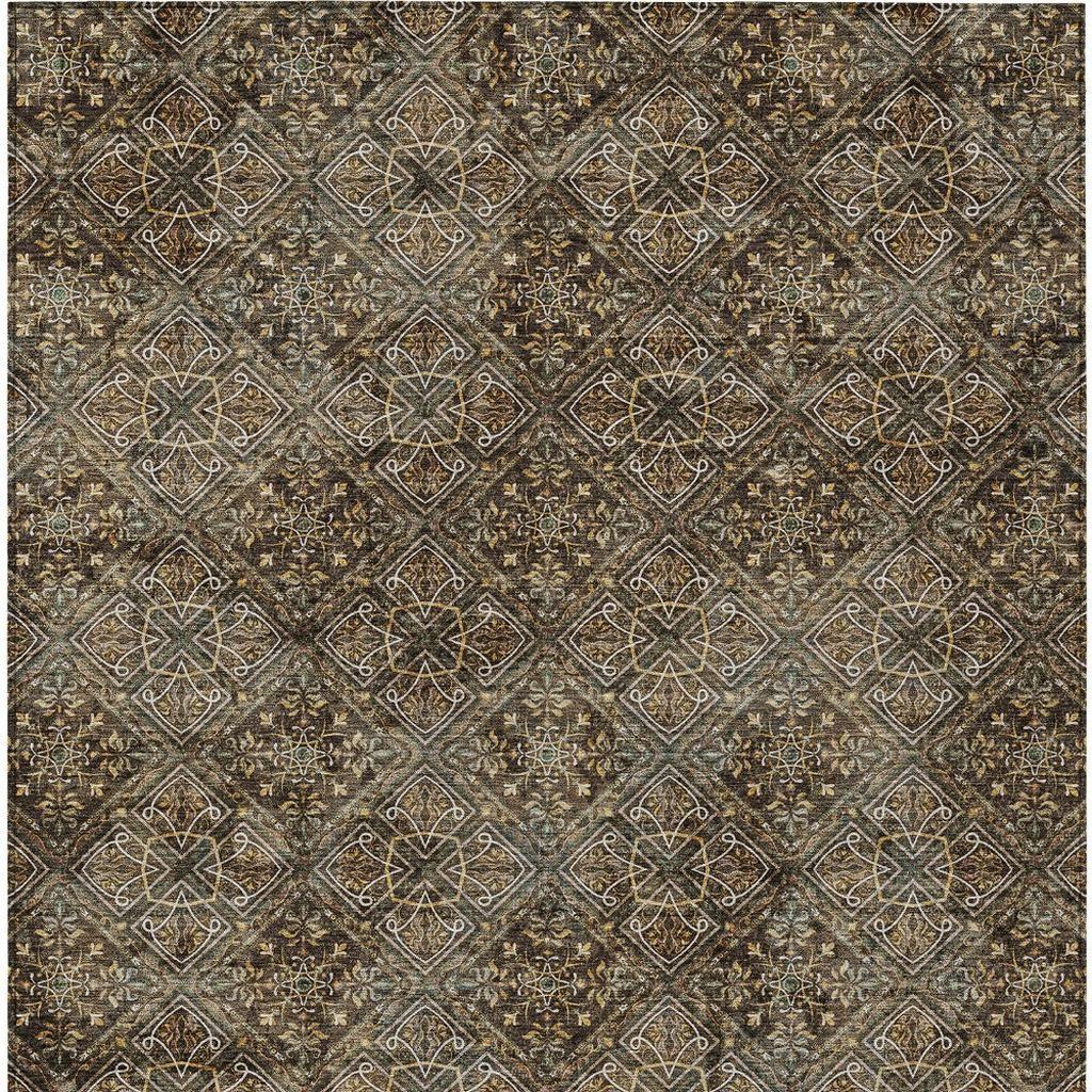 10' X 14' Chocolate And Gray Geometric Washable Indoor Outdoor Area Rug - Sports & Outdoor