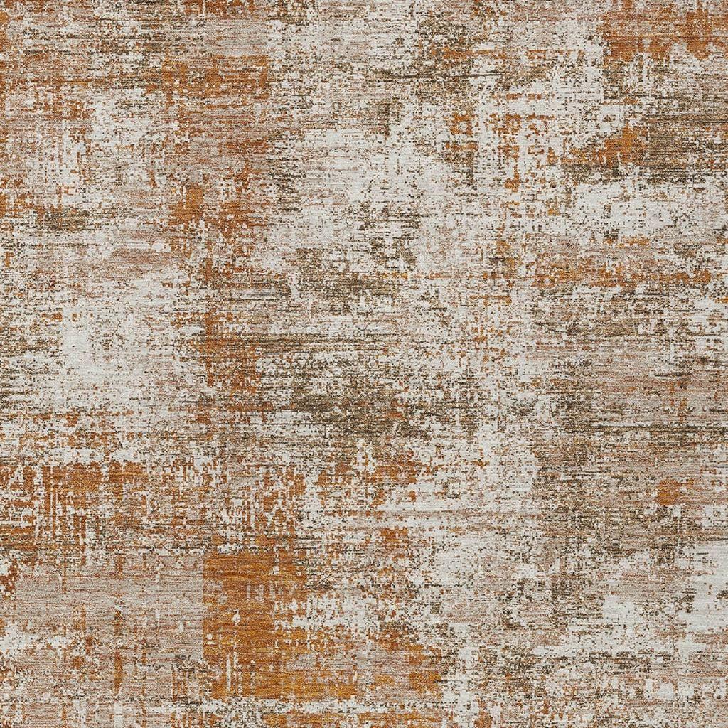 3' X 5' Orange And Green Abstract Washable Indoor Outdoor Area Rug - Sports & Outdoor