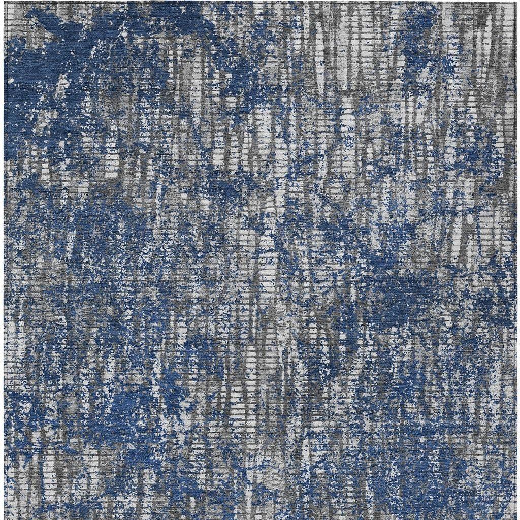 10' X 14' Navy Blue And Khaki Abstract Washable Indoor Outdoor Area Rug - Sports & Outdoor