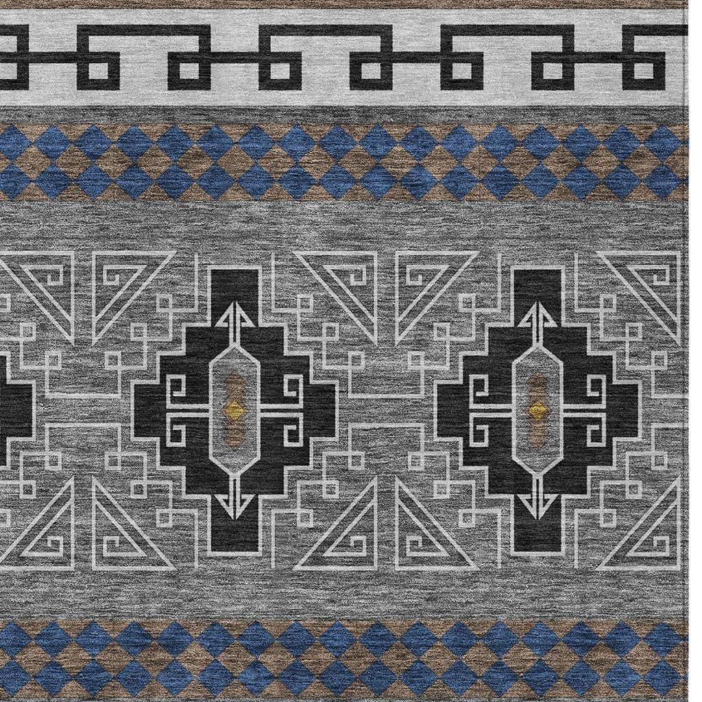 3' X 5' Black And Copper Tribal Washable Indoor Outdoor Area Rug - Sports & Outdoor