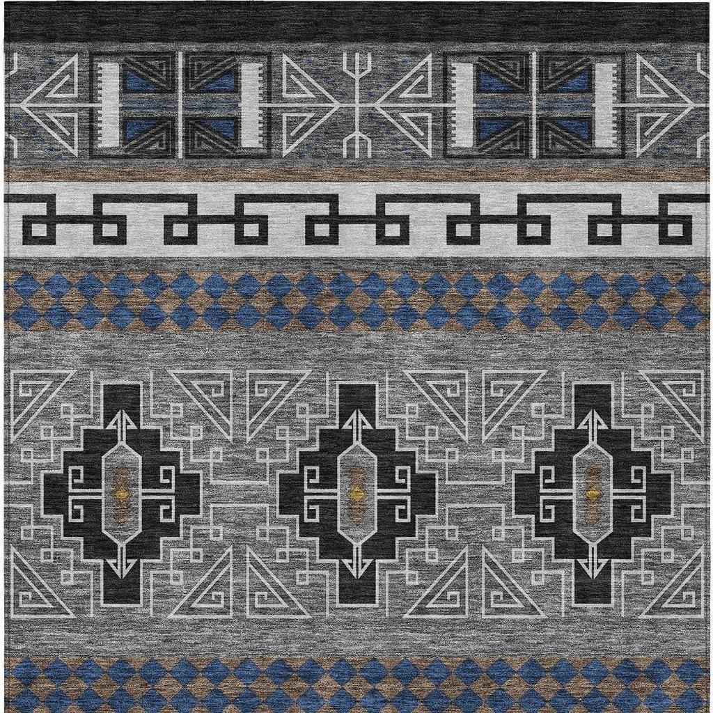3' X 5' Black And Copper Tribal Washable Indoor Outdoor Area Rug - Sports & Outdoor