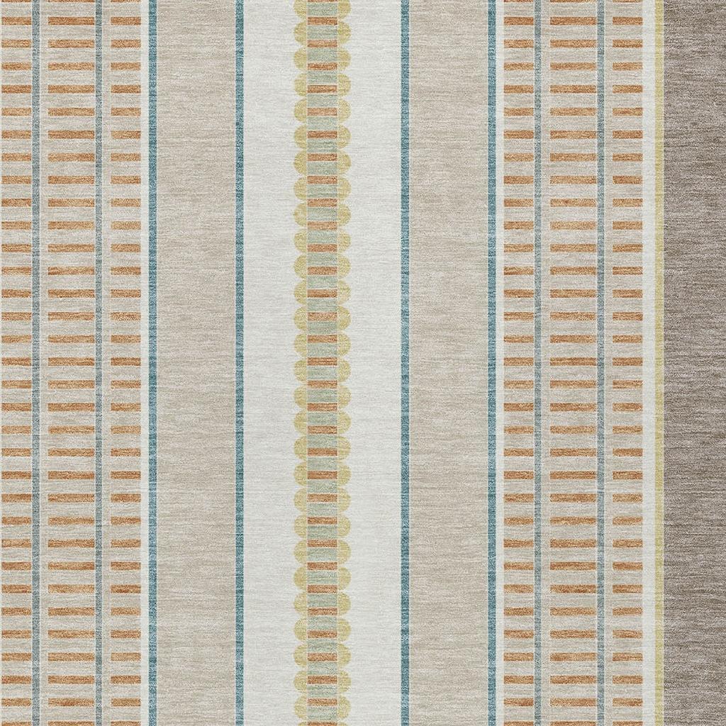 10' X 14' Ivory And Fern Green Striped Washable Indoor Outdoor Area Rug - Sports & Outdoor
