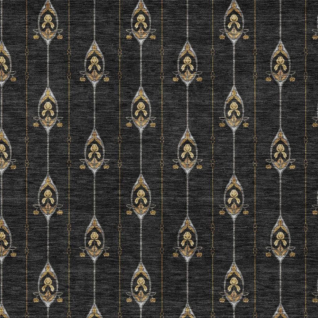 10' X 14' Black And Denim Blue Geometric Washable Indoor Outdoor Area Rug - Sports & Outdoor