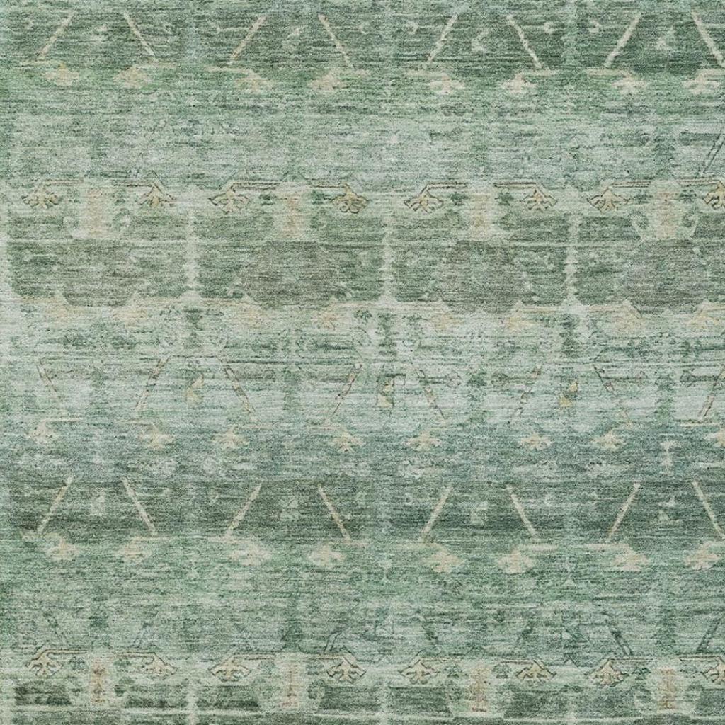 3' X 5' Fern Green And Green Tribal Washable Indoor Outdoor Area Rug - Outdoor | blocked-missing-media,…