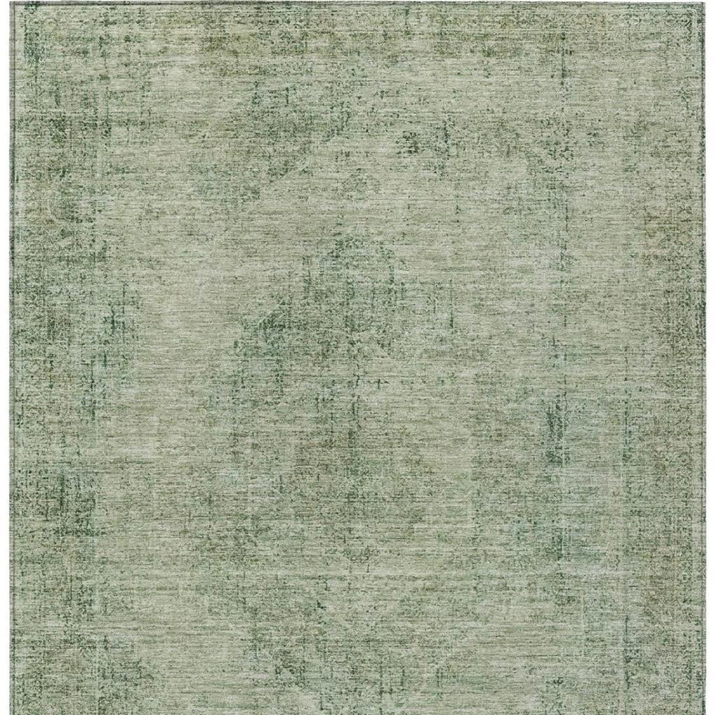 10' X 14' Green And Sage Oriental Washable Indoor Outdoor Area Rug - Sports & Outdoor