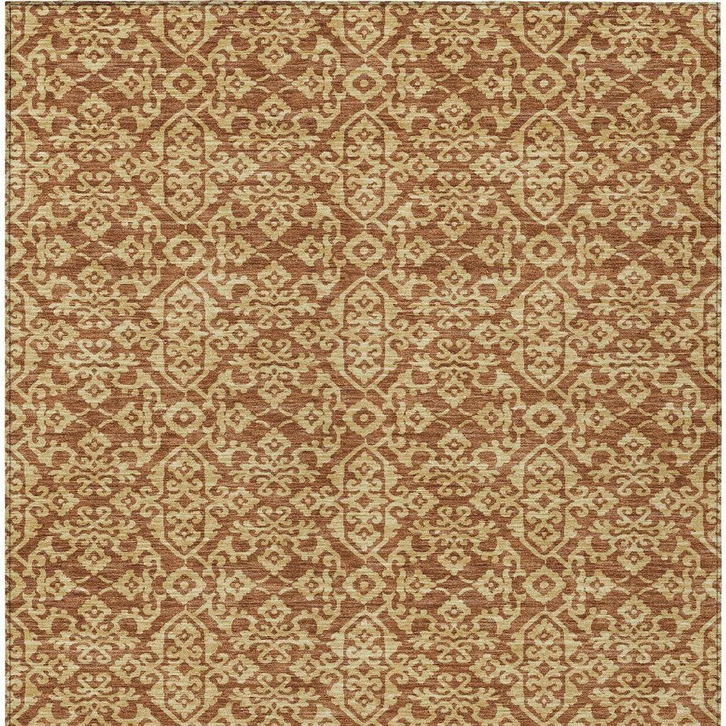 10' X 14' Orange And Graphite Oriental Washable Indoor Outdoor Area Rug - Sports & Outdoor