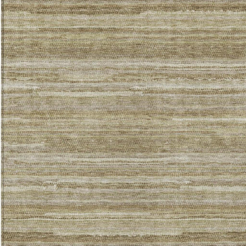 Close-up of tan and brown horizontal striped flat-weave area rug texture