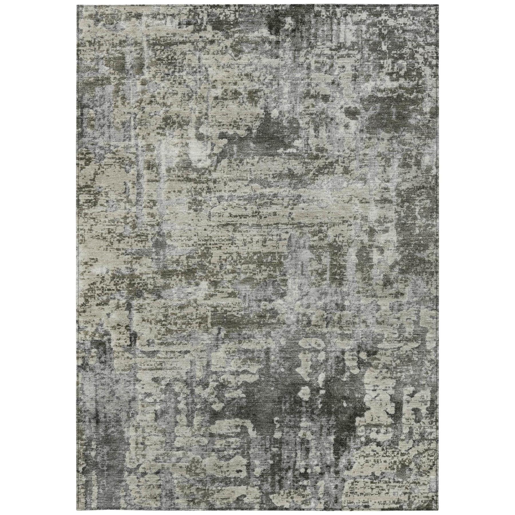 5' X 8' Pewter And Gray Abstract Washable Indoor Outdoor Area Rug - Outdoor | blocked-missing-media, blocked-out-of-stock,…
