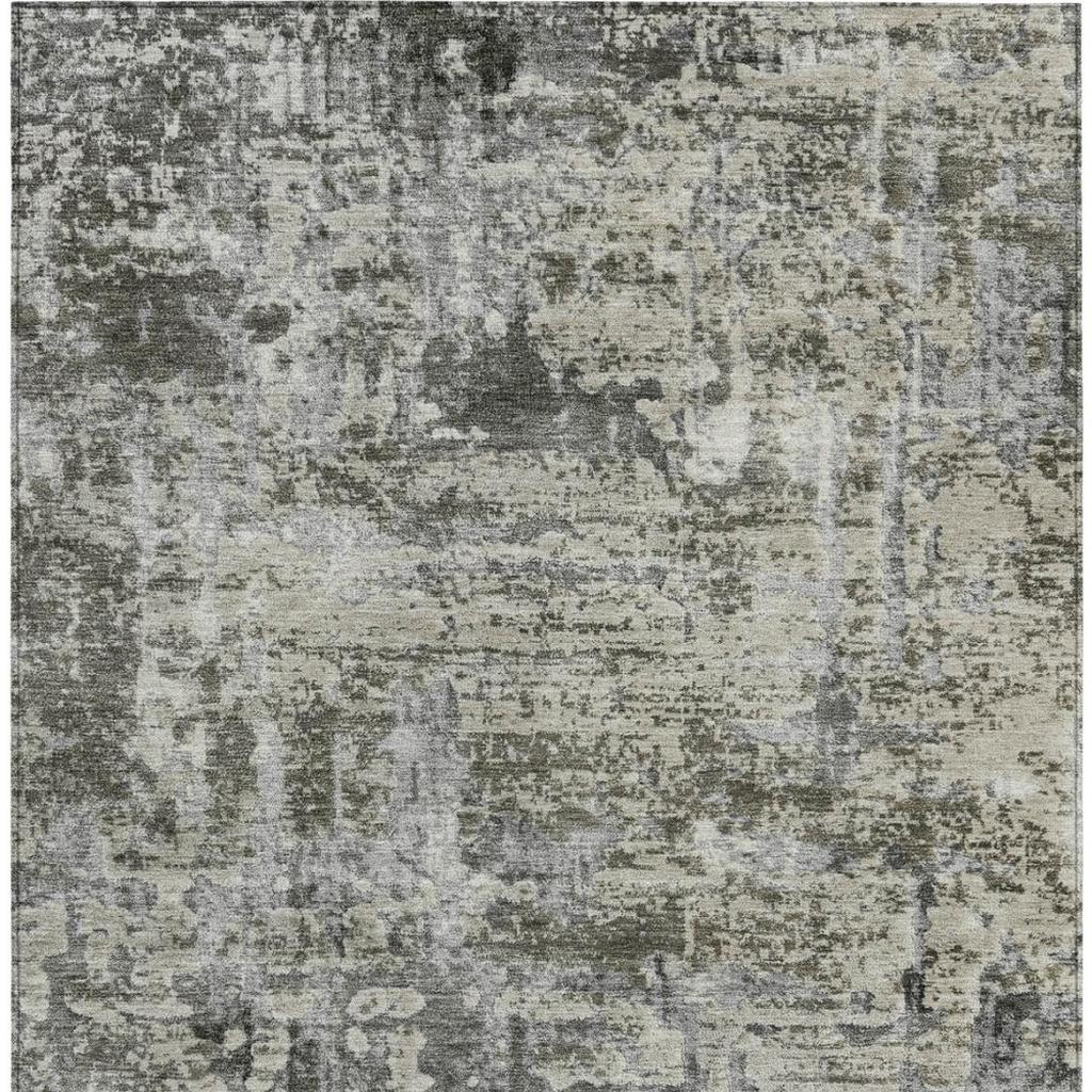 5' X 8' Pewter And Gray Abstract Washable Indoor Outdoor Area Rug - Outdoor | blocked-missing-media, blocked-out-of-stock,…