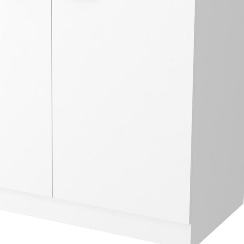 39" White Stainless Steel Accent Cabinet With Two Shelves - Kitchen & Dining