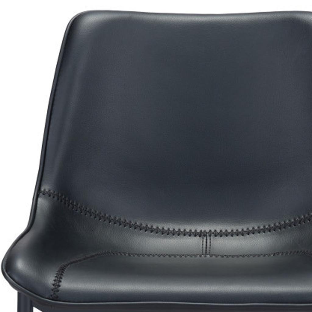 Set of Two 30" Black Faux Leather And Steel Low Back Bar Height Bar Chairs - Living Room
