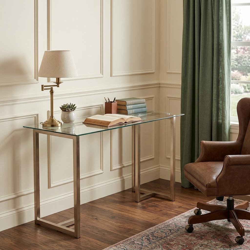 48" Clear and Champagne Glass Writing Desk - Office