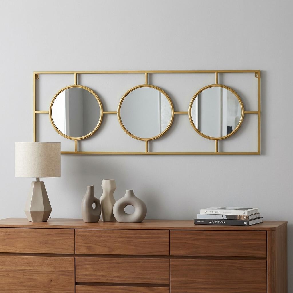 16" Gold Iron Framed Accent Mirror - Bed & Bath