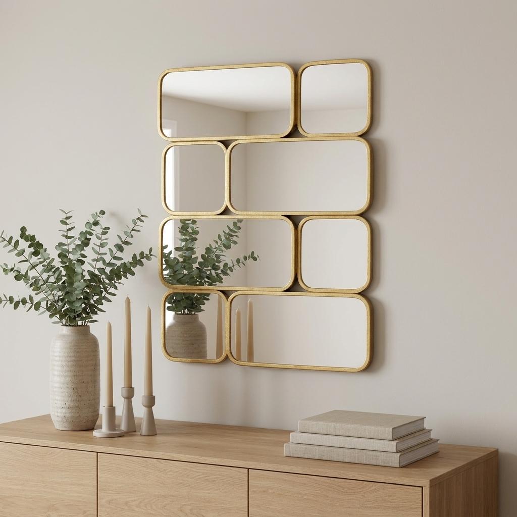 32" Gold Iron Framed Accent Mirror - Bed & Bath
