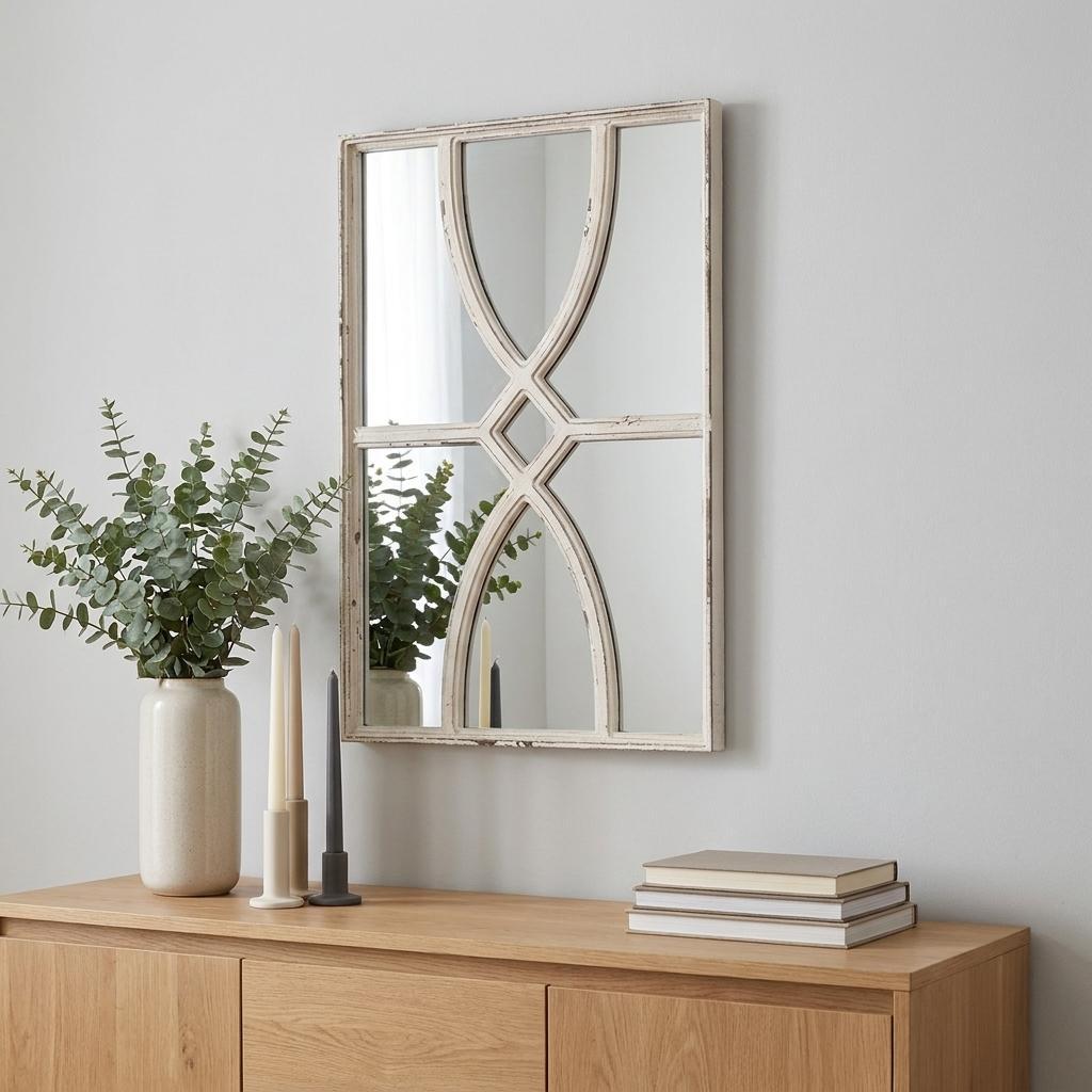Set of Two White Wood Framed Accent Mirror - Bed & Bath