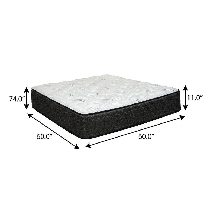 Short queen hybrid mattress, 60x74 in with 11 in height, white quilted top
